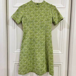 Vintage Lime Green A-Line Geometric Dress